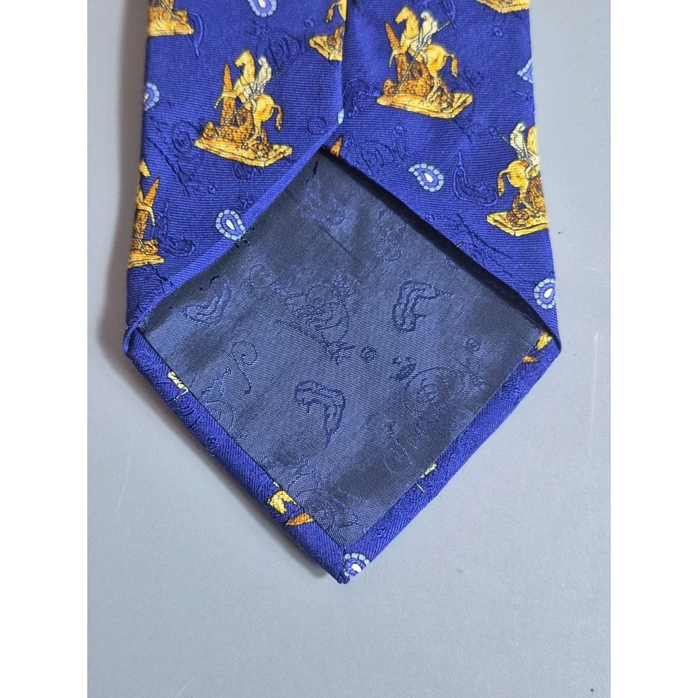 Salvador Dali Mens Silk Tie Saint Georges et le Dragon Motif Blue Gold Italy 56